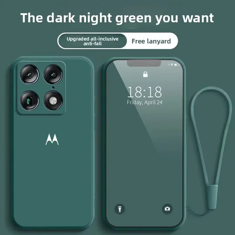 Motorola Flüssig-Silikon-Hülle mit Trageband für Moto Signature Edge 70 Fusion Plus 60 Fusion Pro 50 Neo G77 G67 G86 Power G56 G66J/Y G85 in Grün - Bild 1