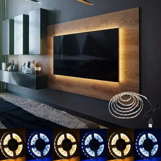 WeeTisa USB-LED-Streifen 5V mit warmweißen 2835 SMD LEDs zur TV-Hintergrundbeleuchtung und Heimdekoration - Bild 1