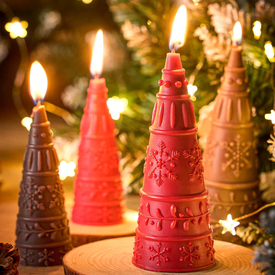 UDOCOOL Silikonform Weihnachtsbaum mit Schneeflocken-Relief für DIY Kerzen, Seife und Gipsarbeiten - Bild 2