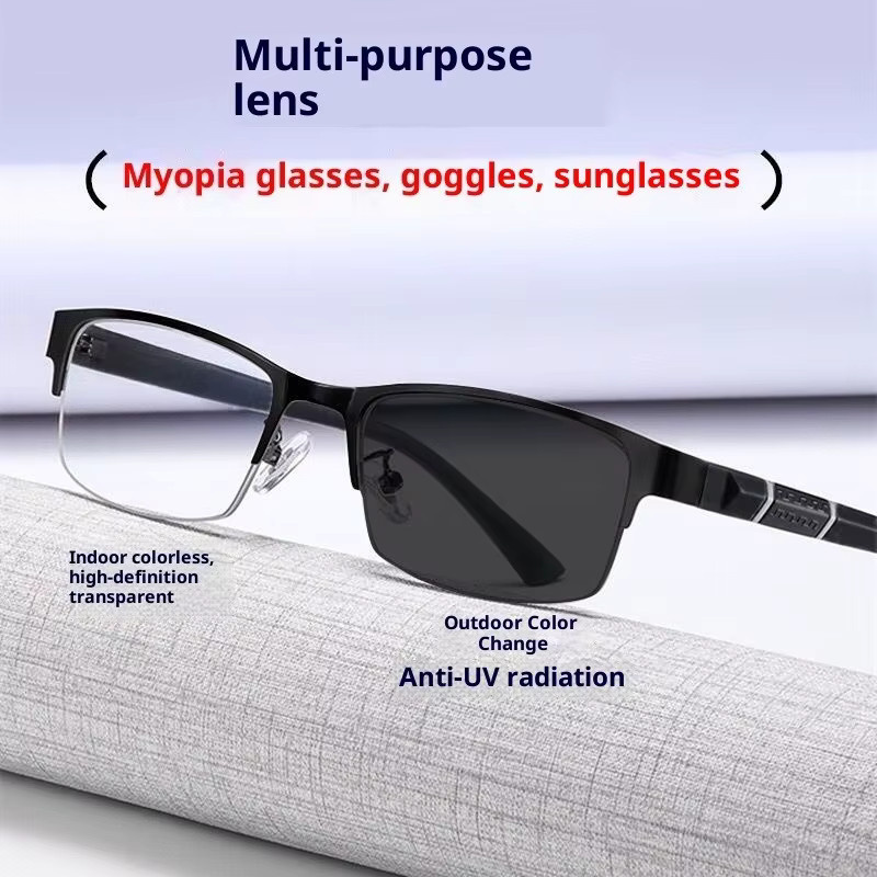 MDOD Korrektionsbrille, Halbrand, rechteckig, Metall, grau, Herren - Bild 3