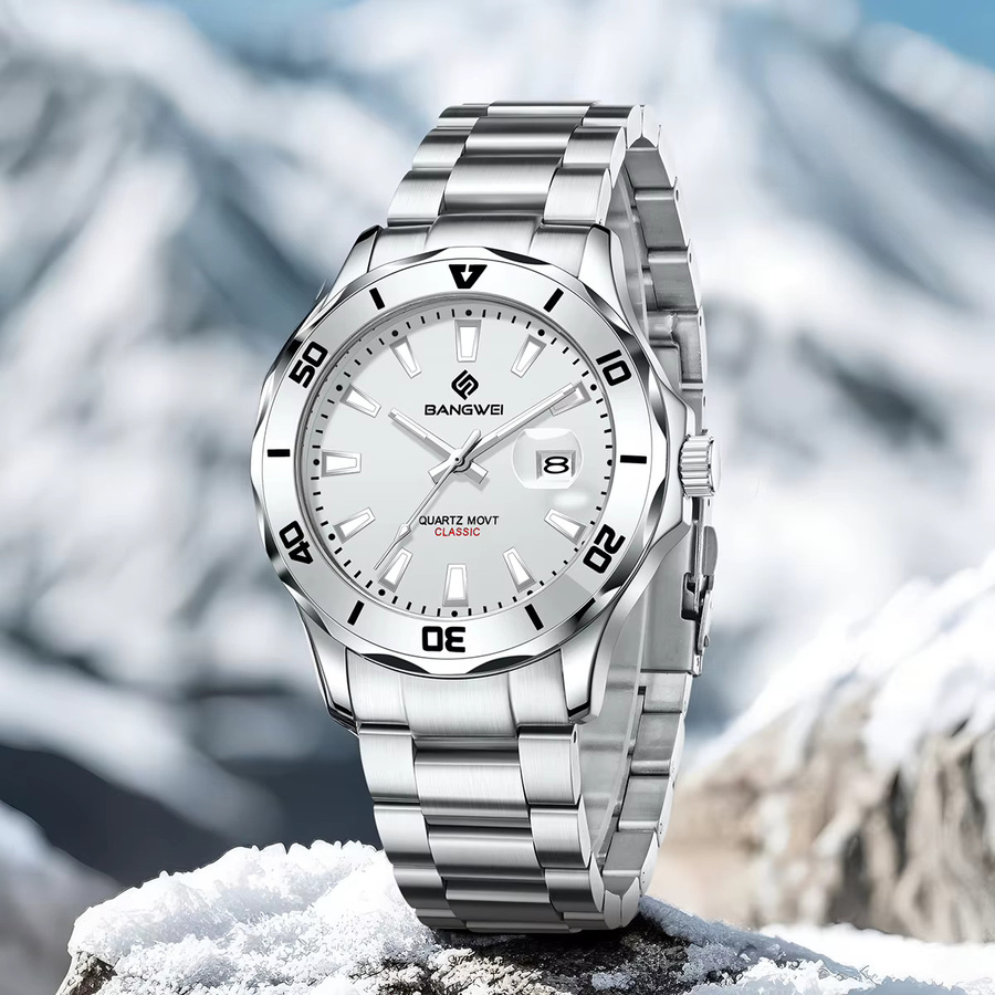 BANGWEI Armbanduhr Edelstahl, Quarz, Silber, Herren - Bild 2