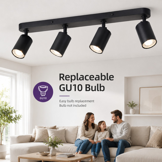 CHENBEN GU10 LED Decken-Spot-Leuchte in Schwarz für Wohnzimmer, Schlafzimmer und Flur - Bild 1