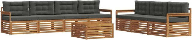 vidaXL Outdoor-Sofagarnitur 8-teilig in U-Form aus Akazienholz mit Kissen, Farbe Anthrazit - Bild 1