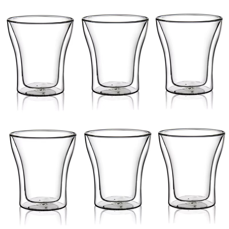 YWDL Doppelwandige Glasbecher aus Borosilikatglas, transparente Espressotassen für Kaffee und Tee, 80 ml - Bild 5