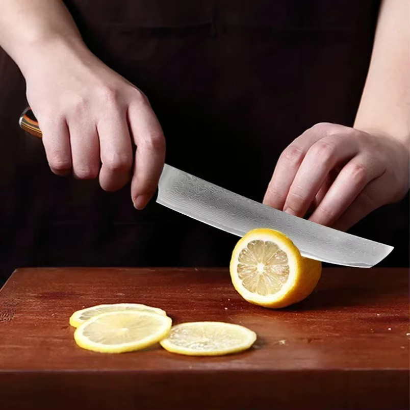 InLeung Damaststahl Küchenchef Messer mit Holzgriff zum Schneiden und Ausbeinen von Fleisch und Gemüse - Bild 4
