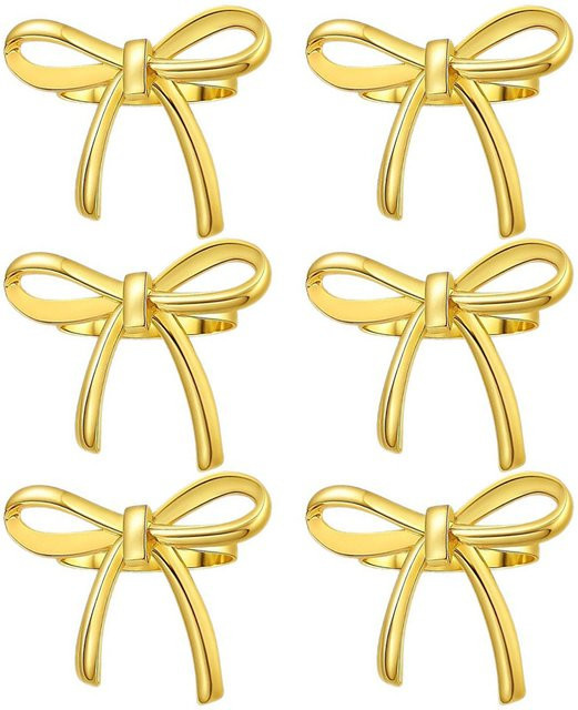 LEENKEA Serviettenringe aus Metall in Gold mit Schmetterlings-Design, 6er Set für Hochzeit und Party - Bild 1
