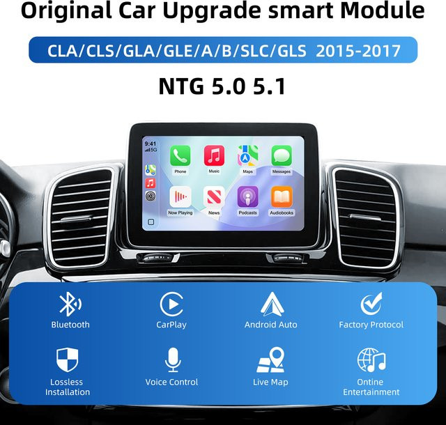 LEXXSON Drahtlose CarPlay und Android Auto Retrofit Kit Decoder Box für Mercedes Benz NTG 5.0 5.1 COMAND System, Farbe: Silber, mit Wi-Fi und Bluetooth - Bild 1