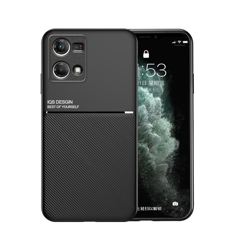 Stoßfeste magnetische Leder-Handyhülle für OPPO Reno 7 4G (6,43 Zoll) in Schwarz - Bild 1