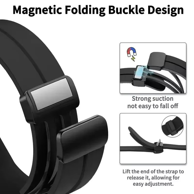 CMF by Nothing Uhrenarmband Silikon, magnetische Faltschnalle, 22 mm, Schwarz - Bild 2