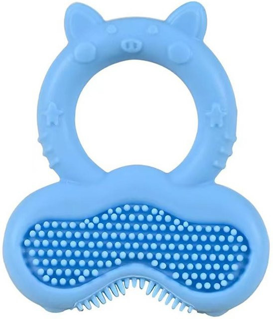 MARKET-2 Baby-Beißring Tierform Silikon blau 1-teiliges Set - Bild 1