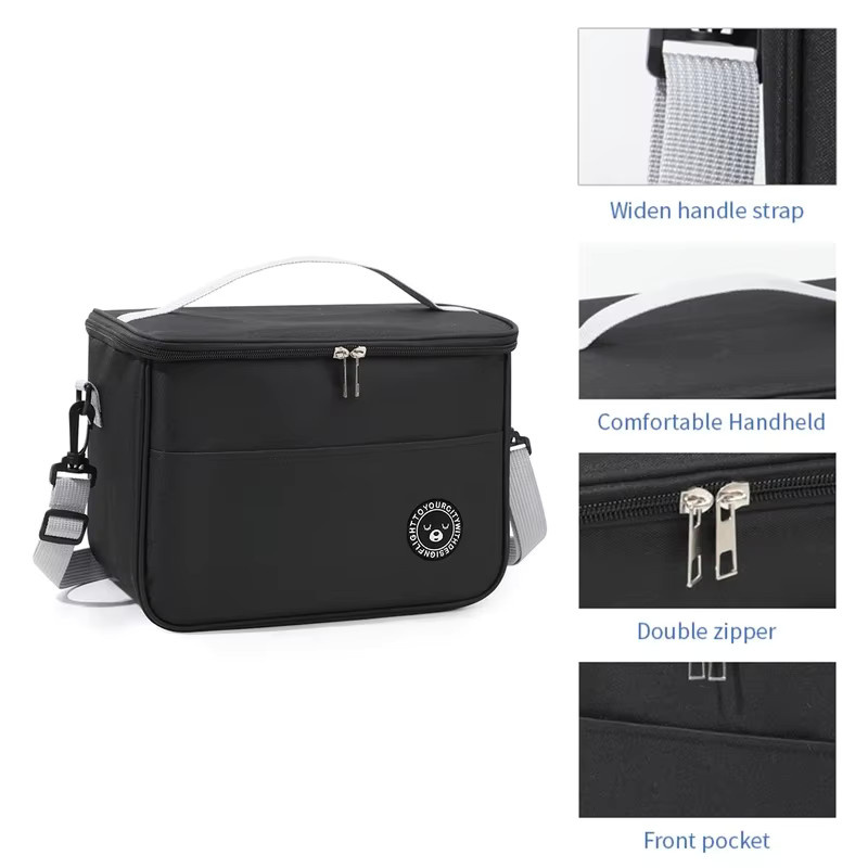 TRISJEM Isolierte Lunchbox in Grau mit Schultergurt, Wasserdichte Thermobox für Picknick und Büro - Bild 1