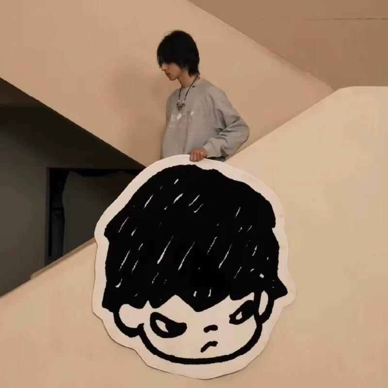 VIKAMA Rund Teppich im Cartoon Boy Art Style für Wohnzimmer und Schlafzimmer, waschbar, Durchmesser: 60 cm - Bild 2