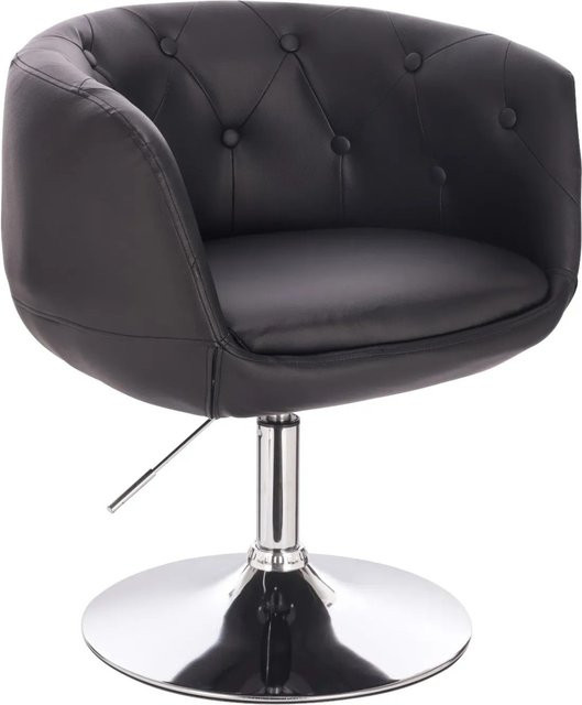 Svita Panama Retro Loungestuhl in Schwarz aus Kunstleder mit Metallgestell und Tellerfuß - Bild 1