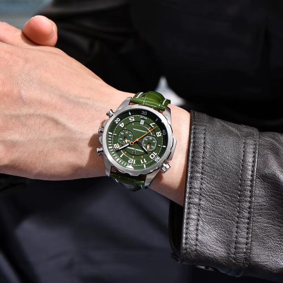 Pagani Design Chronograph, Quarz, Leder, Grün, Herren - Bild 2