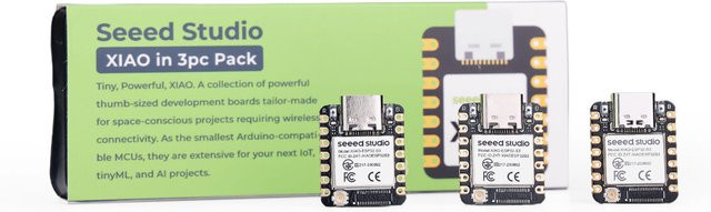3 Stück Seeed Studio XIAO ESP32-S3 Entwicklungsboard mit 2.4G WiFi und Bluetooth sowie Antenne in Schwarz - Bild 1