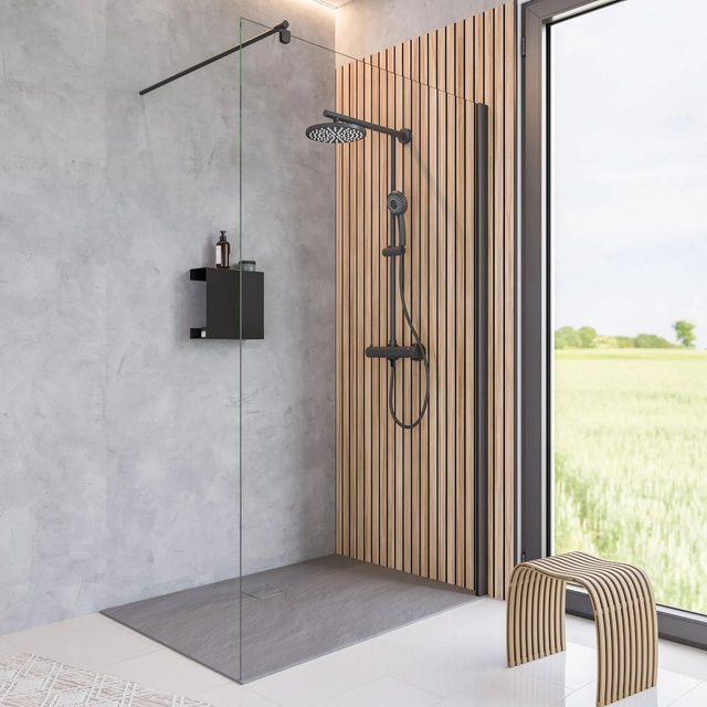 Schulte Walk-In Dusche Black Style, rechteckig, Glas transparent, Mattschwarz, Höhe: 200 cm, Breite: 120 cm - Bild 1