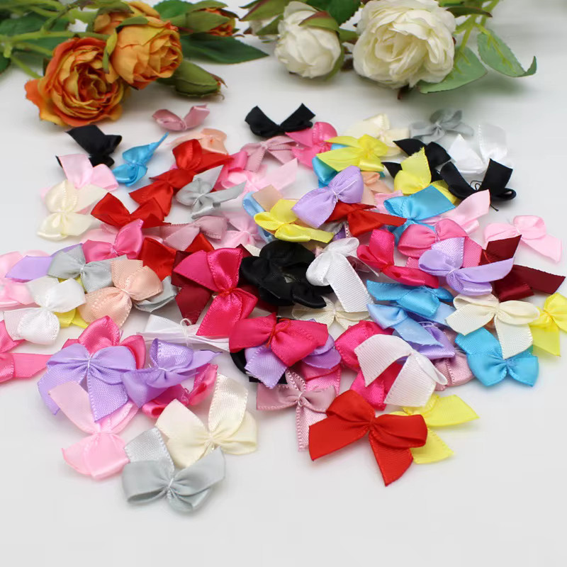 Bunte Dacron Band Bögen für DIY Handarbeit und Party Dekoration, 50-100 Stück pro Packung, Größe: 2 x 2,5 cm, Mehrfarbig - Bild 3