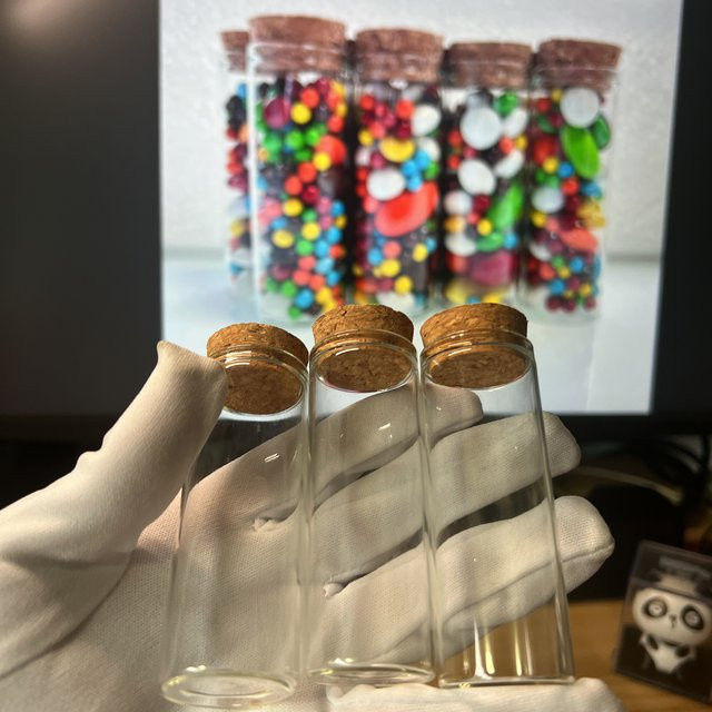 LYGIL Weihnachts-Glasflaschen mit Korkverschluss, transparent, 40 ml, B/T/H: 2,5 x 2,5 x 8 cm - Bild 1