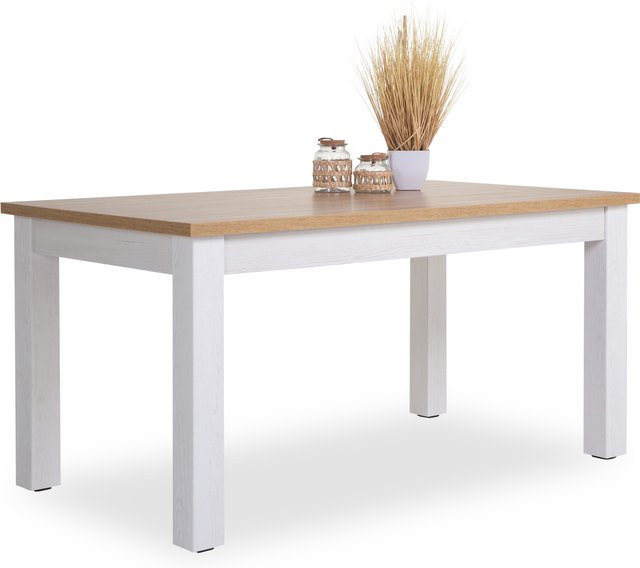 Esstisch HARPER MISAWA modern rechteckig in Grandson Oak und Weiß B/T/H: 90 x 77 x 77 cm - Bild 1