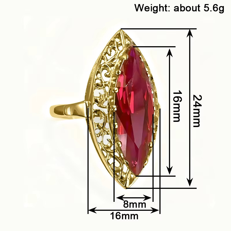 Huitan Ringe, Marquise Rot Zirkonia, Gold, Damen - Bild 2