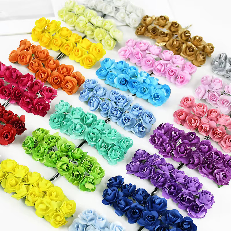 144 Stück künstliche Mini-Rosen aus Papier von ZQCXLD in Multicolor, Durchmesser: 2 cm, ideal für Hochzeit, Party und DIY-Dekorationen - Bild 3