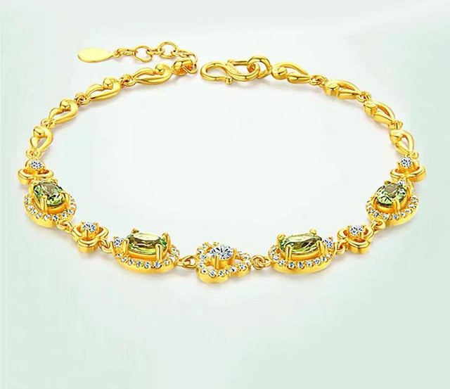 Armband, vergoldet, Peridot, Damen, beige - Bild 1