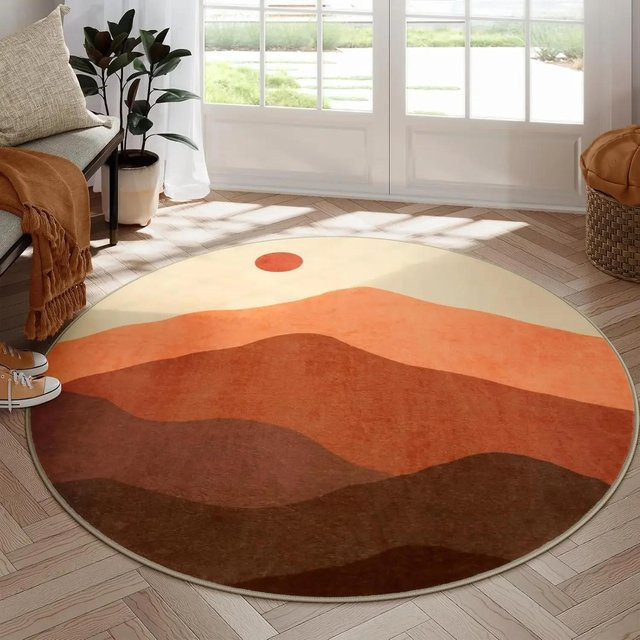 Runder Teppich Karpetti in Multicolour, weicher Boho-Design Teppich aus Polyester, waschbar und rutschfest, Durchmesser: 100 cm - Bild 1
