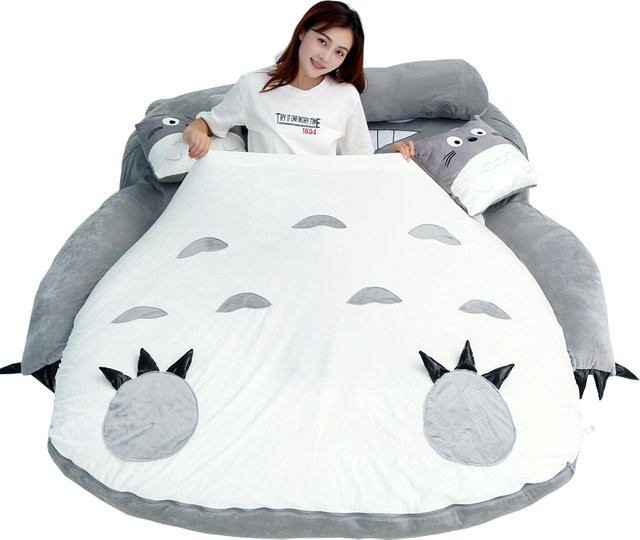 Niedliches Cartoon Faulbett für Kinder als komfortables Tatami-Sofa und Schlafmatte in Grau, Breite: 120 cm, Tiefe: 80 cm - Bild 1