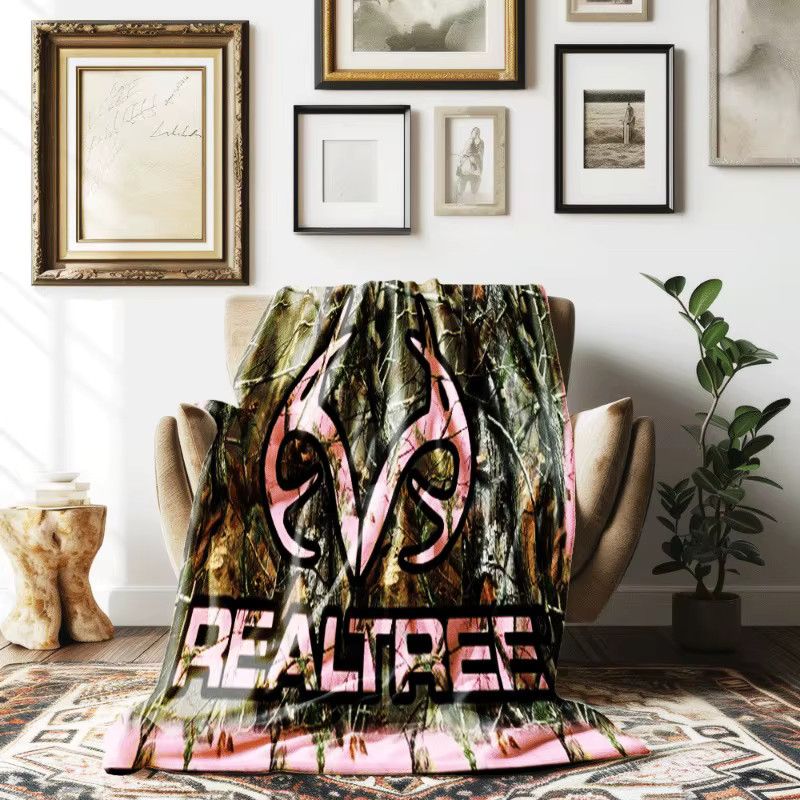 RealTree Camo-Jagddecke aus weichem Flanell in Rosa und Braun mit Tarnmuster - Bild 2