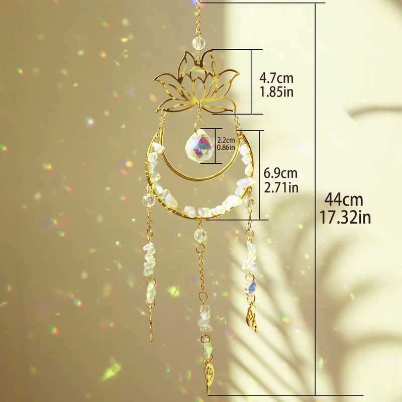 Kristall-Sonnenfänger mit Mond und Engel als hängende Dekoration aus buntem Glas in Bohemian-Stil - Bild 4