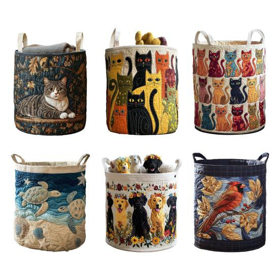 Faltbarer Boho Wäschekorb aus Polyester mit Katzen-Design von Hercules zur Aufbewahrung von Kleidung und Spielzeug - Bild 3