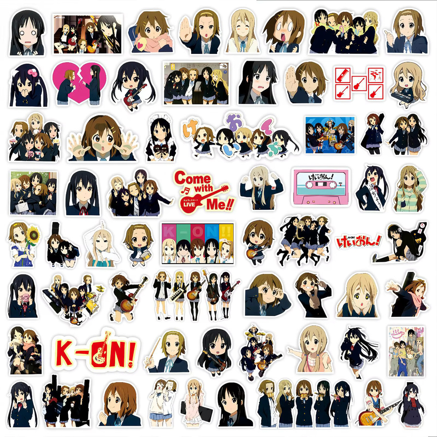 75 Stück Bandai K-ON! Anime Aufkleber Set, Kawaii Mädchen Cartoon Sticker, wasserfest für Notebook, Tagebuch und Gitarre, Mehrfarbig - Bild 4