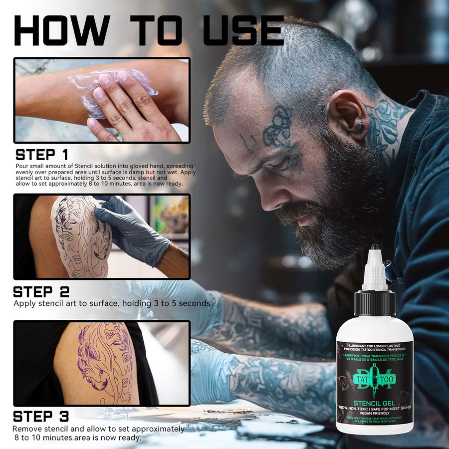 JOANSPRING Tattoo Transfer Schablone Gel und Lösung Set, 30/120ml - Bild 5