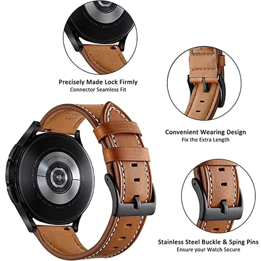 QCTOG Uhrenarmband Leder, Unisex, 20 22mm - Bild 3