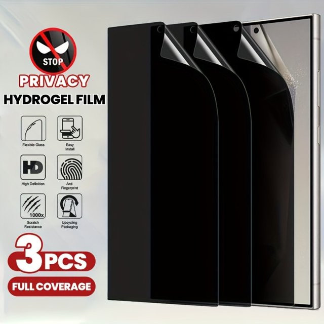 3er-Pack Samsung Galaxy S25 S24 S23 Ultra S22 S21 Plus S24 S23 FE Anti-Spy Hydrogel Displayschutzfolie mit vollständiger Abdeckung und Randdeckung - Bild 1
