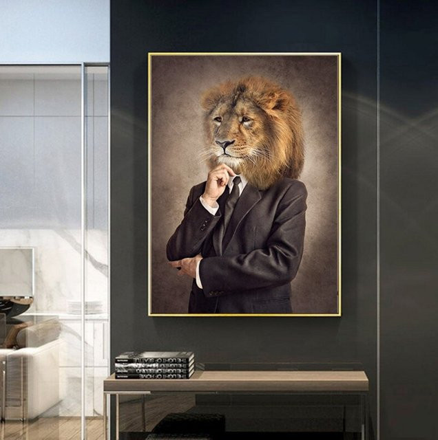 TPFLiving Poster Leinwand mit Tiermotiven wie Zebra, Löwe oder Wolf, Mehrfarbig, B/H: 60 x 80 cm - Bild 1
