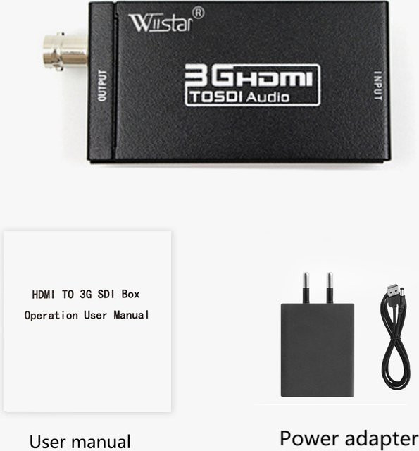 Wiistar HDMI zu SDI Konverter Adapter in Schwarz für Full HD 1080P und 720P mit BNC Anschluss - Bild 1