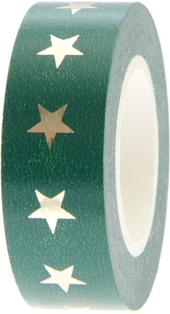 Rico Design Paper Poetry Washi Tape Sterne grün-gold Breite: 1,5 cm, Länge: 10 m - Bild 1