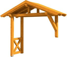 Skan Holz Haustür-Vordach Stralsund 3 aus nordischer Fichte, Eiche hell-braun, Breite: 289 cm, Tiefe: 116 cm - Bild 1