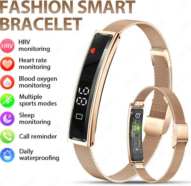 LIGE Smart Armband Unisex in Grau mit Herzfrequenzmessung, Schlafmonitor und Schrittzähler, wasserdicht, kompatibel mit Android und iOS - Bild 1