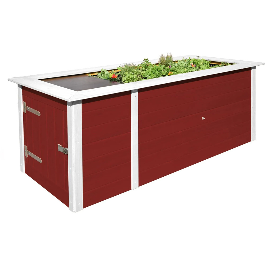 WEKA Hochbeet aus Fichtenholz mit Schrank in Rot, B/T/H: 205 x 81 x 79 cm - Bild 2