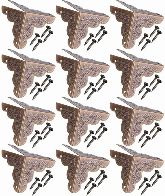 12 Stück Meterk Eckenschutz aus Messing für Holzboxen und Schmuckkästen in Bronze und Gold - Bild 1