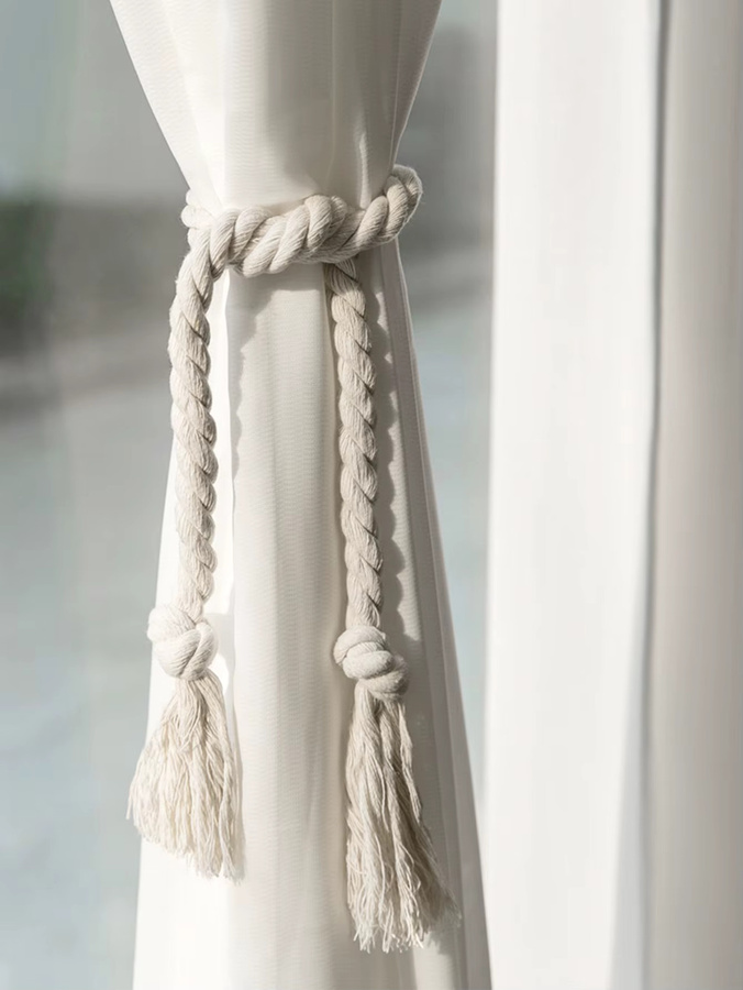 ELKCA Vorhanghalter-Clips in Beige als dekorative Vorhang-Krawattenhalter und praktische Halterungsseile - Bild 2