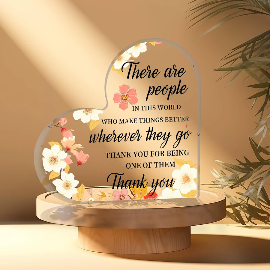 Personalisierte Blumen-Herz-Acryl-Trophäe von CIFBUY in Transparent und Grün als individuelles Dankeschön-Geschenk - Bild 4
