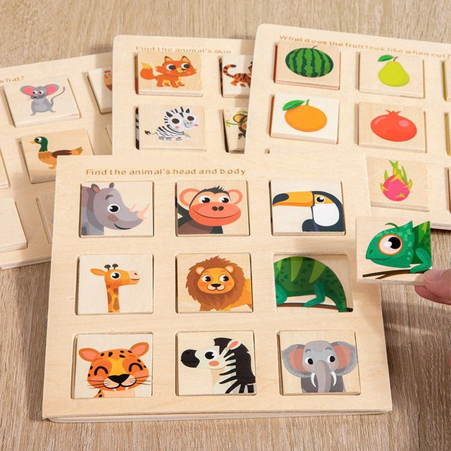 Lee's Sharing Obst-Tier-Paarungs-Brett, Zuordnungs-Puzzle, Holz, ab 3 Jahre - Bild 1