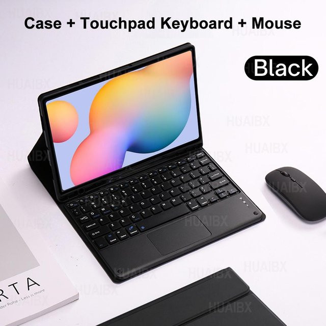 Samsung Galaxy Tab S6 Lite 10,4 Zoll Hülle mit abnehmbarer Bluetooth-Tastatur in Schwarz für SM-P610 P613 P615 P619 mit Arabic Keyboard - Bild 1