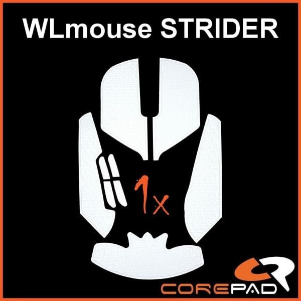 Corepad Soft Grips Griffband für WLmouse STRIDER aus weichem Polymergummi in Weiß - Bild 1