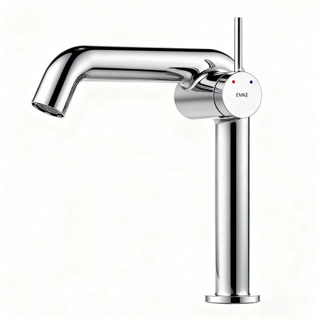 Emke Waschtischarmatur Mischbatterie für das Badezimmer in Chrom, Einhebelmischer, wassersparend, B/T/H: 22,2 x 22,2 x 7,6 cm - Bild 1