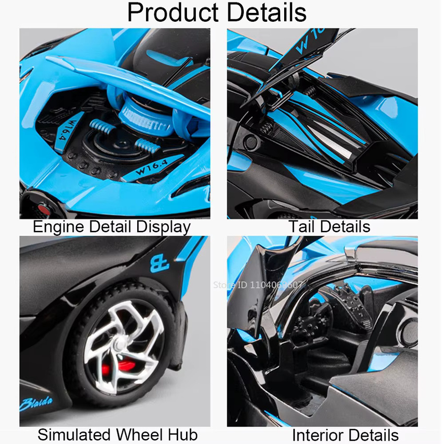 MAKEDA Tourbillon Supercar Bolide, Modell Spielzeug, 1:32, Metall, mit Licht und Sound - Bild 3