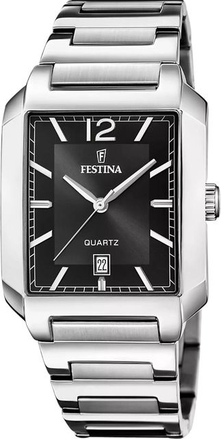 Festina Herrenuhr, Quarz, Edelstahl, Eckig, 36 mm, Schwarz, 5 ATM - Bild 1